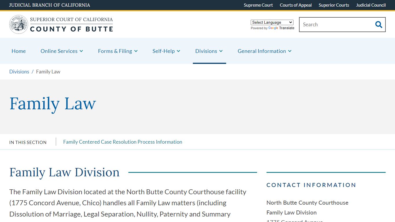 Family Law | Superior Court of California | County of Butte